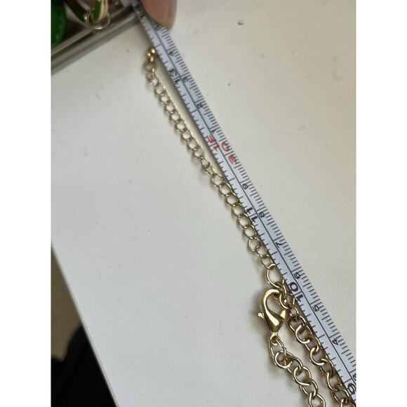 Multi Strand Beaded Long Necklace Clear Acrylic White And Gold Tone 20-26 Inch - Picture 6 of 6